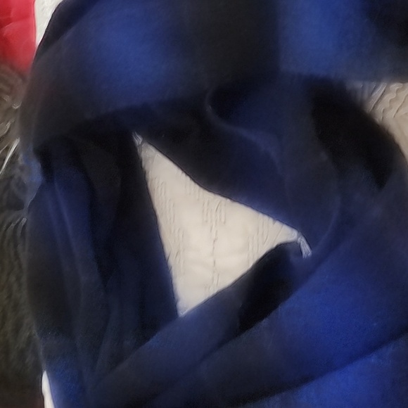 COMME CA MEN Blue and Black Plaid Scarf - Picture 7 of 8